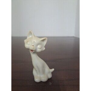 Vintage Anthropomorphic Cat With Long Neck Figurine Made In Japan